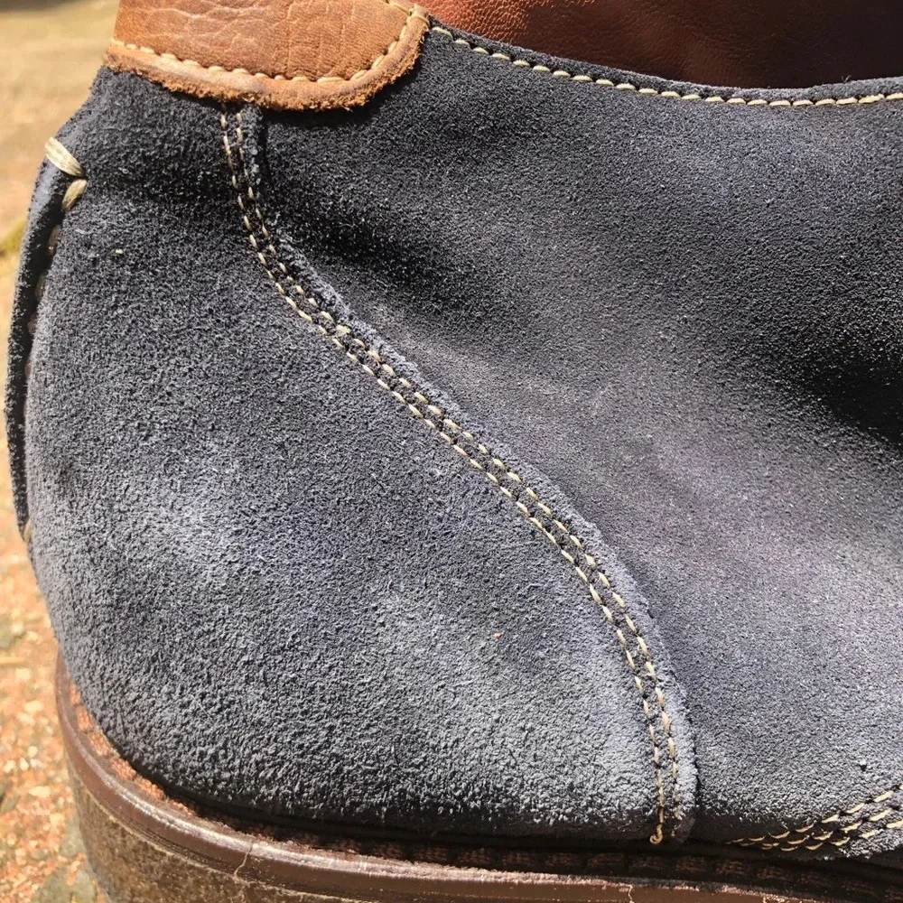 JOHNSTON & MURPHY MENS NAVY SHEEPSKIN BOOTS